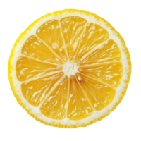 Bright lemon slice isolated on Transparent background showcasing vibrant color and texture details, lemon sliceisolated on background png