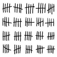 Doodle sketch style of Hand drawn Count bar cartoon . Count the days counted in slashes on the walls of a prison or deserted island . vector