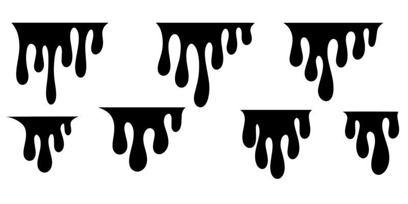 set of ink drop drip oil melting paint liquid dripping stain splash splatter melted sweet dessert.