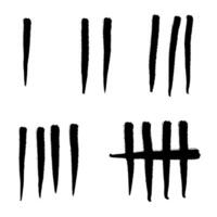 Tally marks on a prison wall isolated. Counting signs. vector