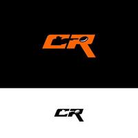 Modern 'CR' logo with a clay shooter depicted in negative space style. vector