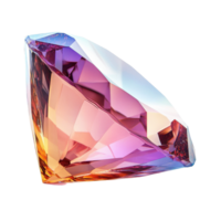 Shiny cut gemstone displaying vibrant facets and reflections in various colors, Shiny cut gemstone with facets and reflections, Transparent background png