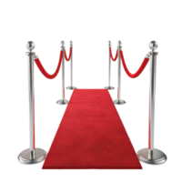Elegant red carpet stanchions with velvet ropes create an exclusive atmosphere for special events and gatherings, Red carpet stanchions with velvet ropes isolated on Transparent background png