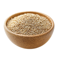 Quinoa grains in a natural wooden bowl isolated on a clean Transparent background, Quinoa in a bowl isolated on background png