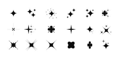futuristic sparkle star icon collection with different shapes. icon pack for design, poster, project, banner, logo, business card and so on vector