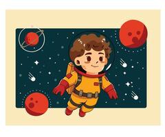 Illustration of an Astronaut Floating in Space vector