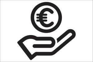 Euro symbol on hand, icon vector