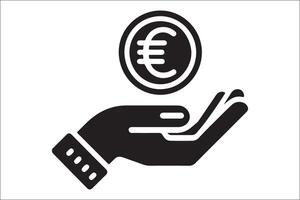 Euro symbol in hand icon illustration vector