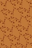 Plant batik pattern on brown background vector