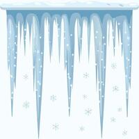 Ice icicles on the ground with snowflakes vector