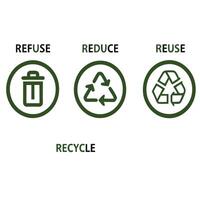 Infographic of the 4 R s of sustainability Refuse, Reduce, Reuse, Recycle. vector