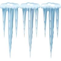 Beautiful of Icicles Hanging from a Snowy Surface with Falling Snowflakes vector