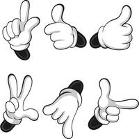 Collection of Cartoon Hands Showing Different Gestures and Hand Signals vector