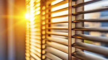 Golden Sunlight Through Horizontal Blinds Close up photo