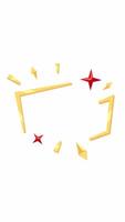 Golden frame with red star sparkles gem fragments 2D vertical animation. Elegance and luxury. Precious elements radiant border animated flat colorful border cartoon 4K isolated on white video