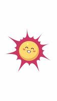 Happy sun with cheerful smile and bright rays 2D cartoon object vertical animation. Giggling sunshine. Children theme, uplifting positive vibe animated flat colorful item 4K isolated on white video