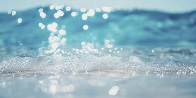A wave is seen in the ocean with bubbles photo
