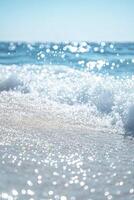 A beach with waves and water on it photo