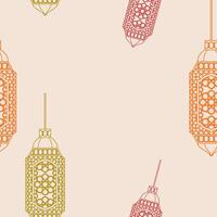 Editable Outline Style Hanging Arab Lamps Vectorized Illustration With Various Colors as Seamless Pattern for Creating Background of Islamic Occasional Theme Such as Ramadan and Eid or Arab Culture vector