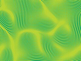 Wavy dot lines futuristic abstract pattern. 3d halftone surface, digital green wallpaper. Future banner concept. Psychedelic optical illusion texture. Technology business template vector