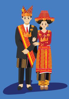 Batak karo Traditional Wedding with Sumatra Indonesia Songket Bridal Attire in a Romantic Setting