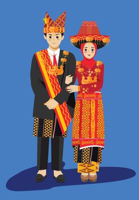 Batak karo Traditional Wedding with Sumatra Indonesia Songket Bridal Attire in a Romantic Setting hijab