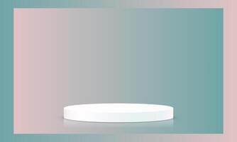 Green and pink background 3d with white podium. 3D abstract studio room with pedestal podium. Space for selling products on the website. illustration. vector