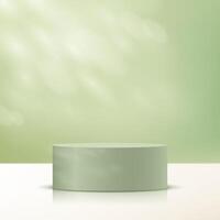 Pastel Green and beige background 3d with podium. Background green Studio with Shadow Leaves. Space for selling products on the website. Empty room with shadow leaves. illustration. vector