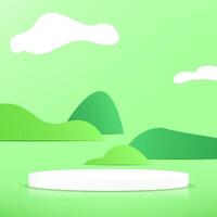 Pastel green background 3d with white podium. Pastel minimal scene for product display presentation. illustration. vector