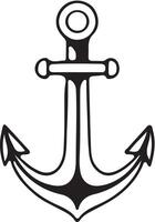 Clean line art silhouette of a classic anchor with sharp vector