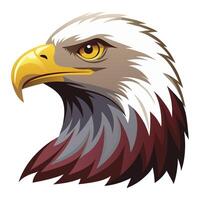 an eagle head with a yellow beak and red feathers vector