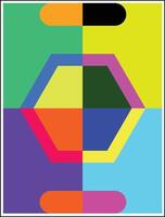a colorful hexagon with a black and white background vector
