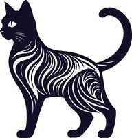 a black and white cat with a zigzag pattern vector