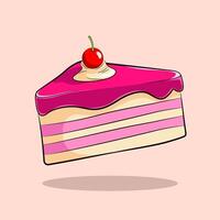 Strawberry cake topped with cream and berries vector