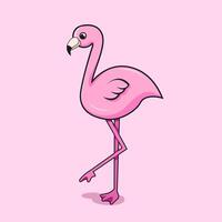 Illustration of a pink flamingo standing vector