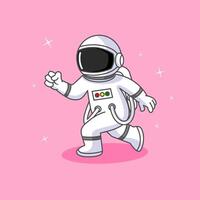 Astronaut Running OR Walking Pose in space Illustration Cartoon Design vector