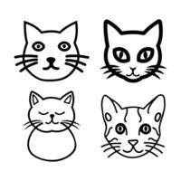 Unique Cat Expression Sketches vector