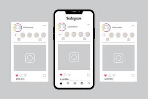 Post Instagram frame mockup with smartphone mock up template design. design user interface mockup instagram feed vector