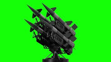 Four Military Projectiles on a Launcher, Green Background video
