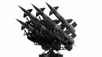 Six Military Projectiles on a Launcher, White Background video