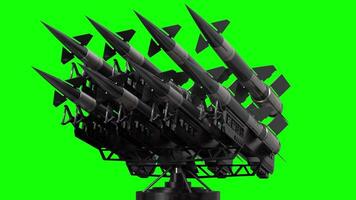 Many Military Projectiles on a Launcher, Green Background video