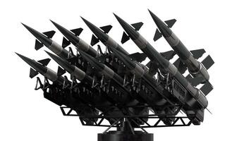 Many Army Missiles on a Launcher, White Background video