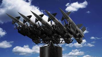 Five Missiles on a Launcher, Sky in Background video