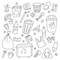 Doodle set, collection, trash Isolated, on white background vector