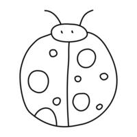 ladybug coloring page with a black and white outline vector