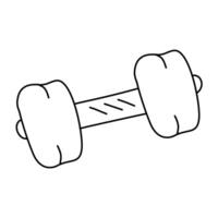 Doodle dumbbell, on white background vector