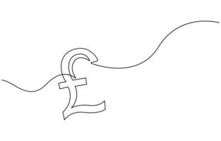pound sterling sign continuous one line art drawing vector