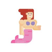 A cartoon mermaid with a pink tail vector