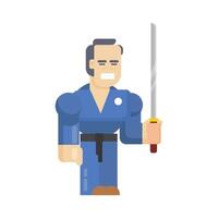 A man in blue holding a sword vector