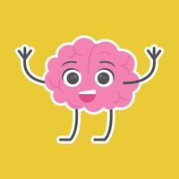 A cartoon brain with arms and legs on a yellow background vector